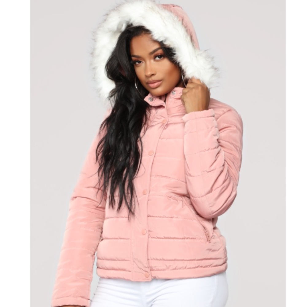 Pink puffer jacket